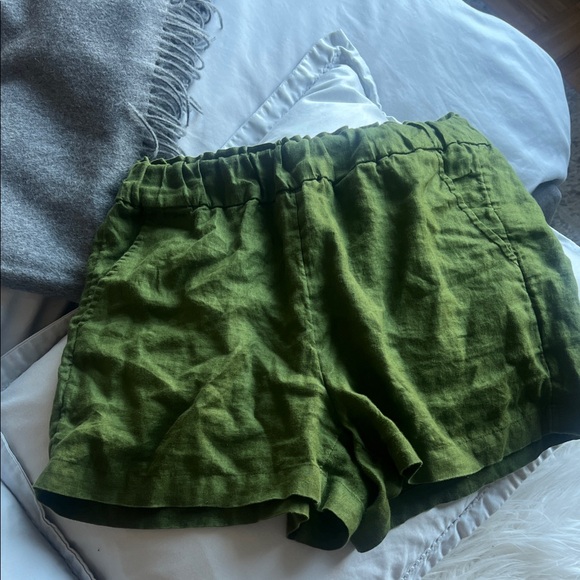 J. Crew Pants - J. Crew XS High Waist Green Women's Linen Shorts